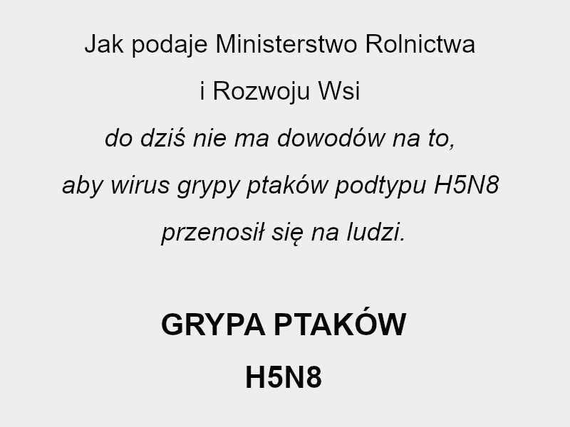 Informacje na temat wirusa grypy ptaków podtypu H5N8